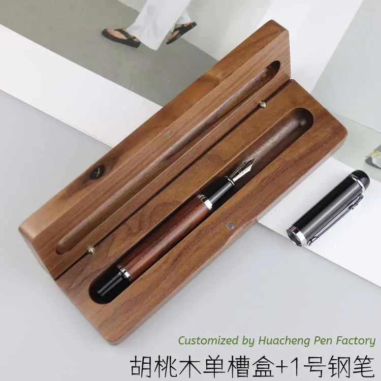 Walnut Wood Fountain Pen with Bamboo Gift Box Set