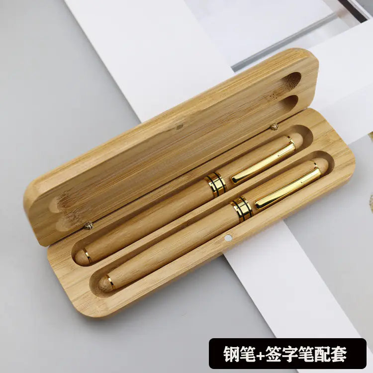 Walnut Wood Fountain Pen with Bamboo Gift Box Set