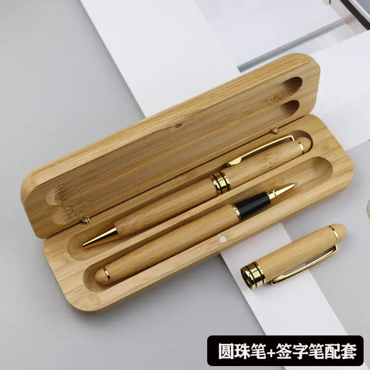 Walnut Wood Fountain Pen with Bamboo Gift Box Set