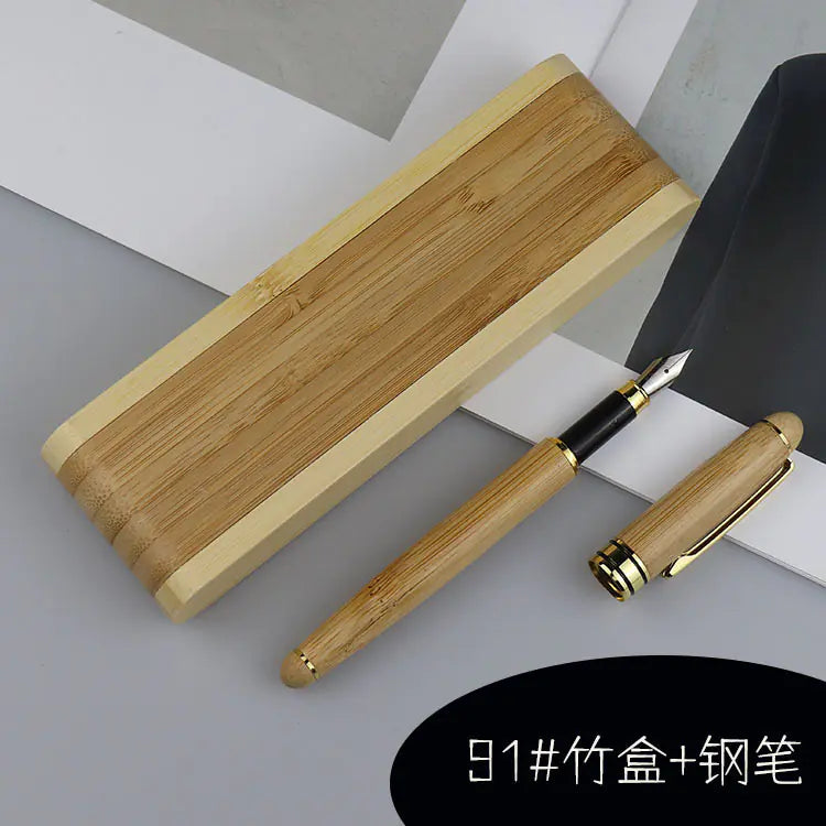 Walnut Wood Fountain Pen with Bamboo Gift Box Set
