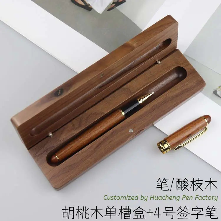 Walnut Wood Fountain Pen with Bamboo Gift Box Set