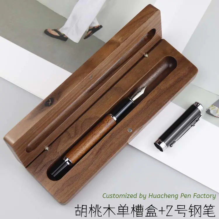 Walnut Wood Fountain Pen with Bamboo Gift Box Set