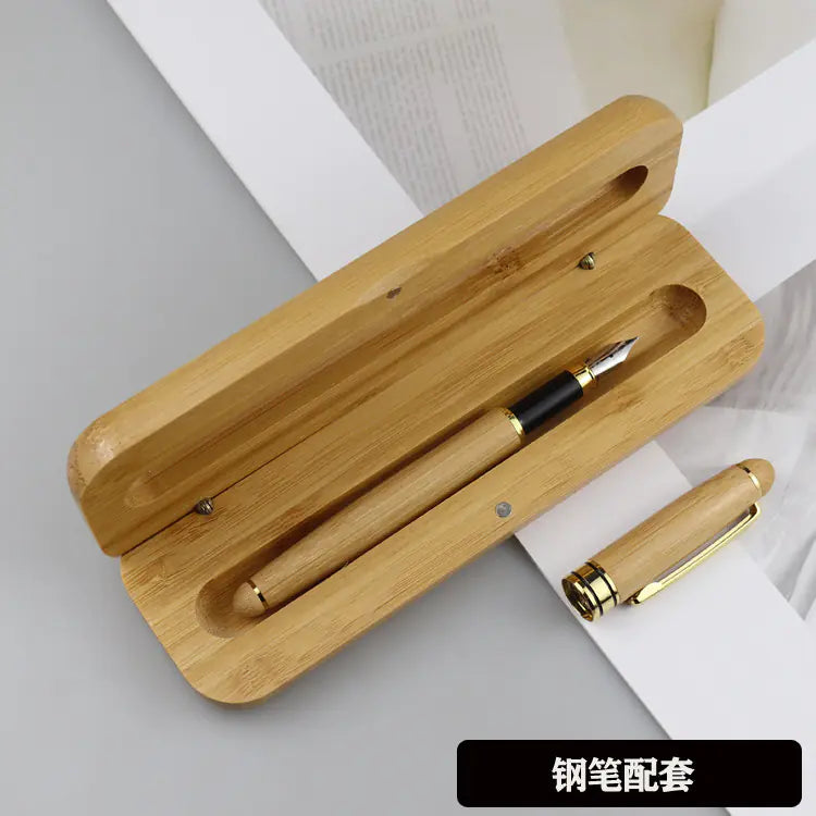 Walnut Wood Fountain Pen with Bamboo Gift Box Set