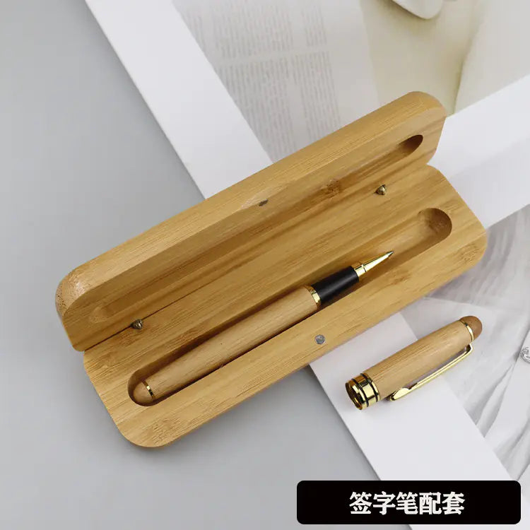 Walnut Wood Fountain Pen with Bamboo Gift Box Set
