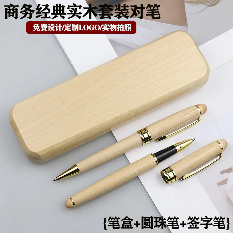Walnut Wood Fountain Pen with Bamboo Gift Box Set