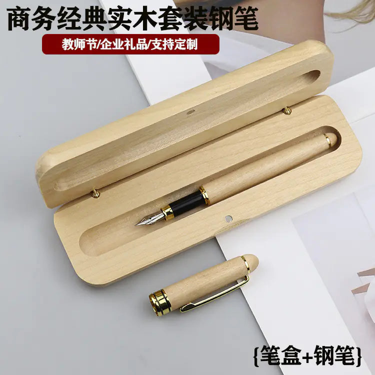 Walnut Wood Fountain Pen with Bamboo Gift Box Set