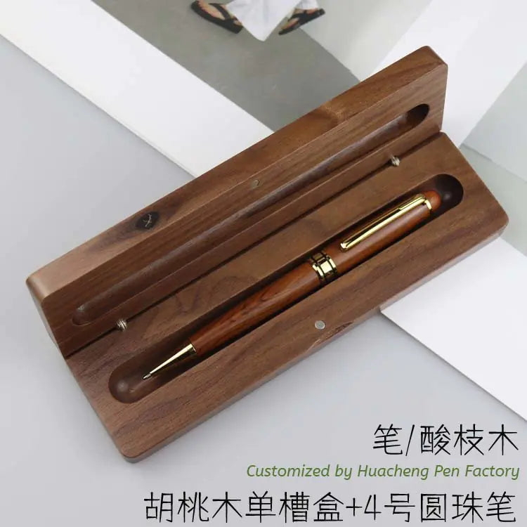 Walnut Wood Fountain Pen with Bamboo Gift Box Set