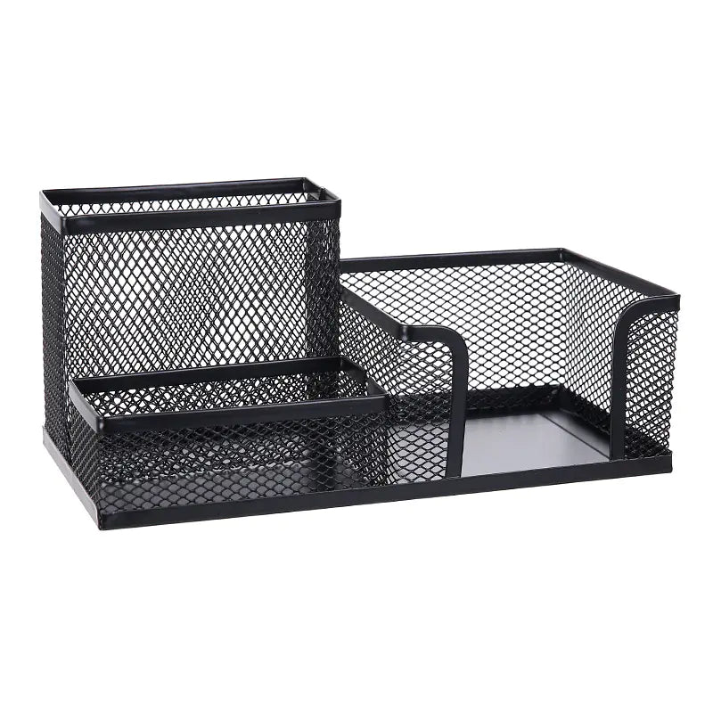 Creative Metal Four-Grid Pen Holder for Office Use