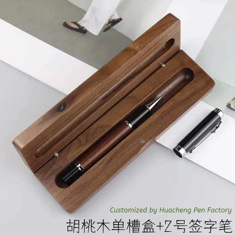 Walnut Wood Fountain Pen with Bamboo Gift Box Set