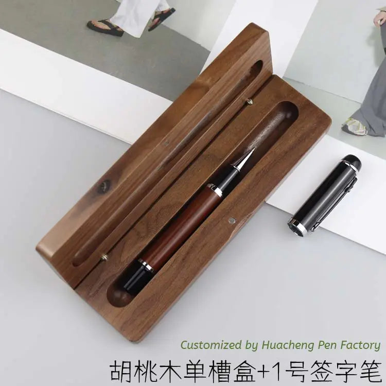 Walnut Wood Fountain Pen with Bamboo Gift Box Set