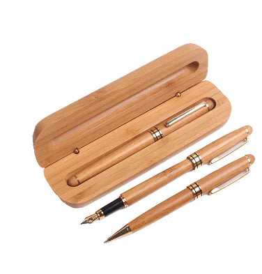 Bamboo Fountain Pen and Ballpoint Pen Gift Set